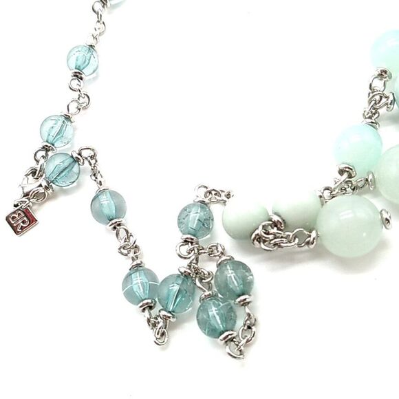 Banana Republic Necklace Silver Tone w/ Pastel Blue Green Hard Plastic Beads - Picture 7 of 9